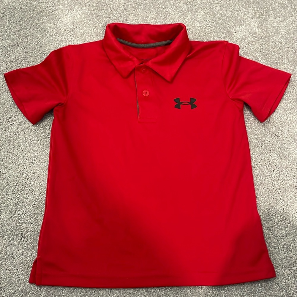 Under Armour boys red dri-fit short sleeve polo shirt size 4